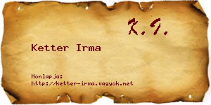 Ketter Irma névjegykártya